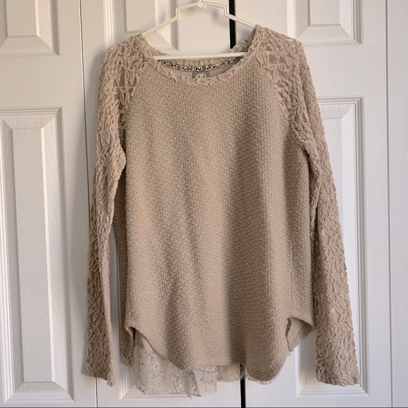 Anthropologie One September Raglan Lace Sweater - Picture 2 of 9